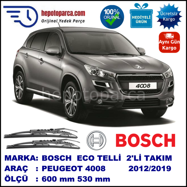 PEUGEOT 4008  03.12-... 600 / 530 mm. BOSCH ECO Telli Silecek 2'li Takım