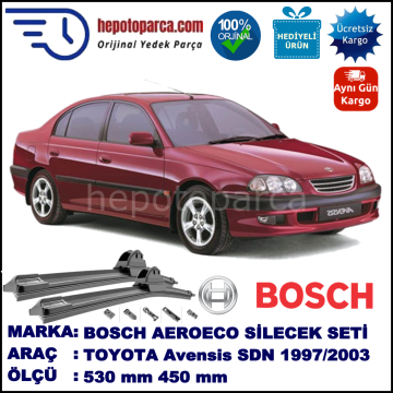 TOYOTA Avensis [T22] 10.1997-01.2003, 530 / 450 mm. BOSCH AEROECO Aparatlı Muz Silecek