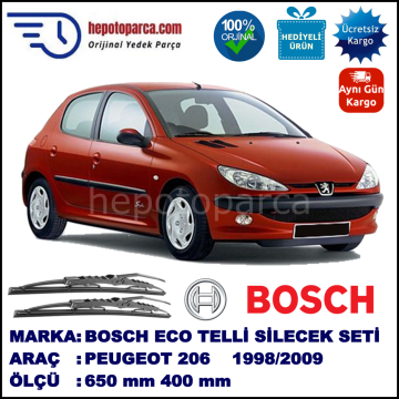 PEUGEOT 206 [T1] 06.98-02.09 650 / 400 mm. BOSCH ECO Telli Silecek 2'li Takım