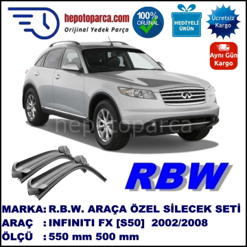 INFINITI FX [S50] 11.02-08.08 550 / 500 mm. RBW Muz Silecek Seti  2'li Takım. U Kanca Uyumludur.