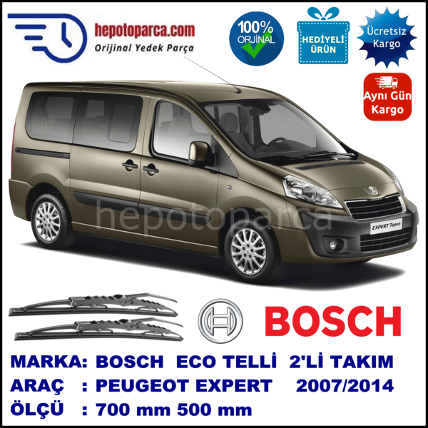 PEUGEOT Expert [G9] 02.07-... 700 / 500 mm. BOSCH ECO Telli Silecek 2'li Takım