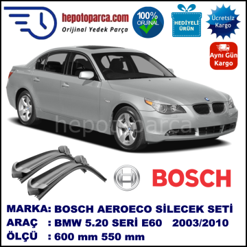 BMW Serie 5 [E 60] 07.2003-02.2010, 600 / 550 mm. BOSCH AEROECO Aparatlı Muz Silecek