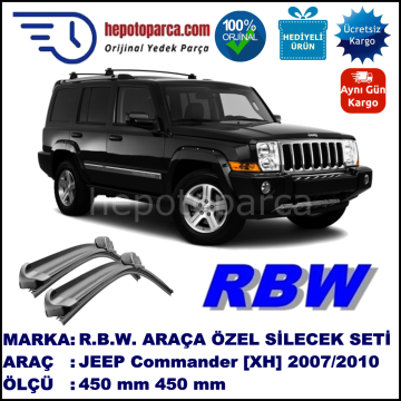 JEEP Commander [XH] 01.06-... 450 / 450 mm. RBW Muz Silecek Seti  2'li Takım. U Kanca Uyumludur.
