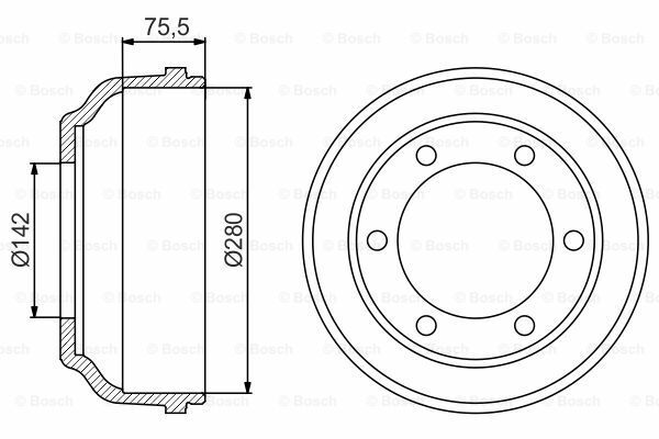 Fren Kampanası - [280 / 75,5 mm]FORD Transit FT 350 E 2.4 TDI 200101-200605; Transit FT 350 L 2.4 TDI 200101-200605; Transit FT 330 L 2.4 TDI 200101-200605; Transit FT 330 M 2.4 TDI 200101-200605; Transit FT 330 S 2.4 TDI 200101-200605;  FOR YC1W1126