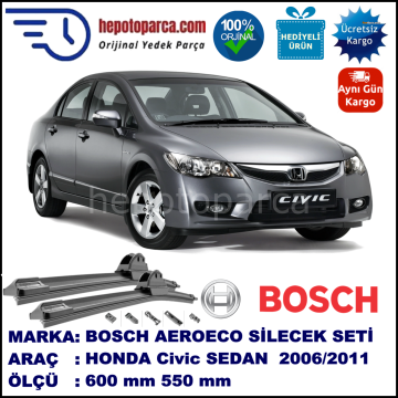 HONDA Civic Sedan [FD] 09.2006-12.2011, 600 / 550 mm. BOSCH AEROECO Aparatlı Muz Silecek