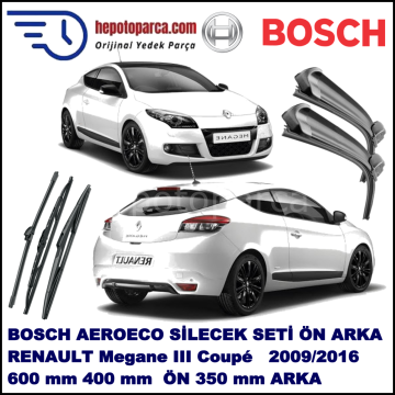 RENAULT Megane III Coupé [DZ] 01,2009-,,, Bosch Aeroeco Ön ve Arka Silecek Takımı
