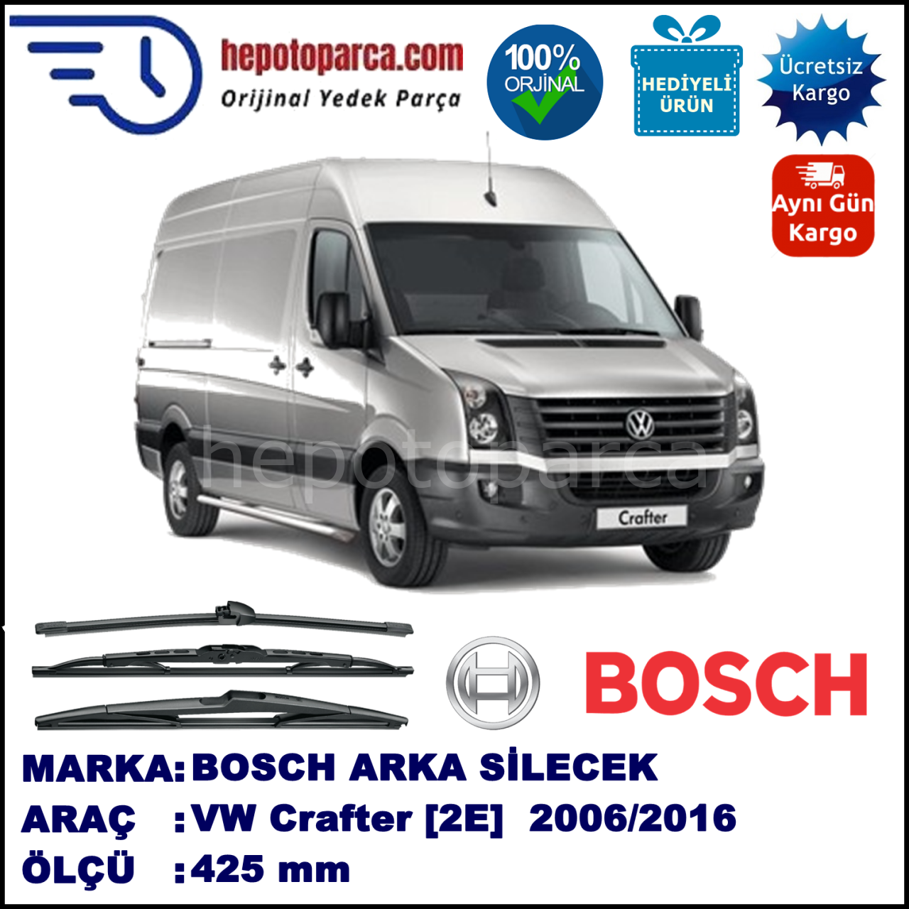 VW Crafter [2E] 425 mm 04.2006-... BOSCH Arka Silecek