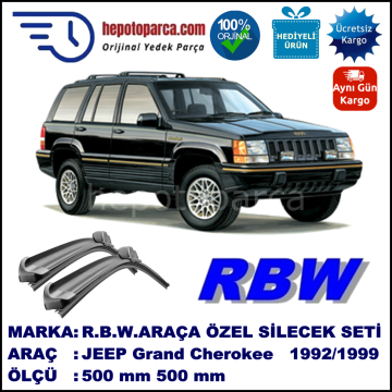 JEEP Grand Cherokee [ZG] 09.92-04.99 500 / 500 mm. RBW Muz Silecek Seti  2'li Takım. U Kanca Uyumludur.