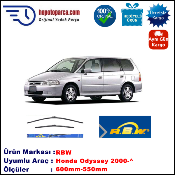 HONDA Odyssey [RA] 03.2000-..., 600 / 550 mm.  RBW  ADAPTÖRLÜ MUZ SİLECEK SETİ