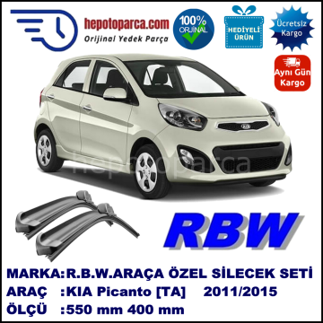 KIA Picanto [TA] 05.11-... 550 / 400 mm. RBW Muz Silecek Seti  2'li Takım. U Kanca Uyumludur.