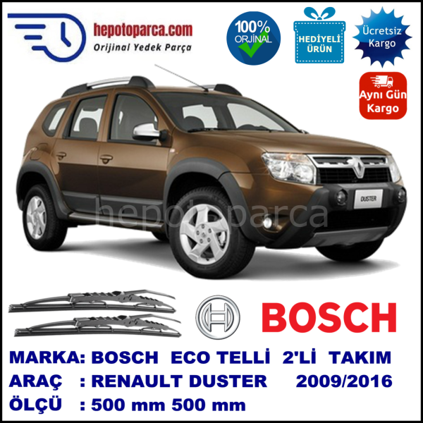 RENAULT Duster [HS] 10.09-... 500 / 500 mm. BOSCH ECO Telli Silecek 2'li Takım