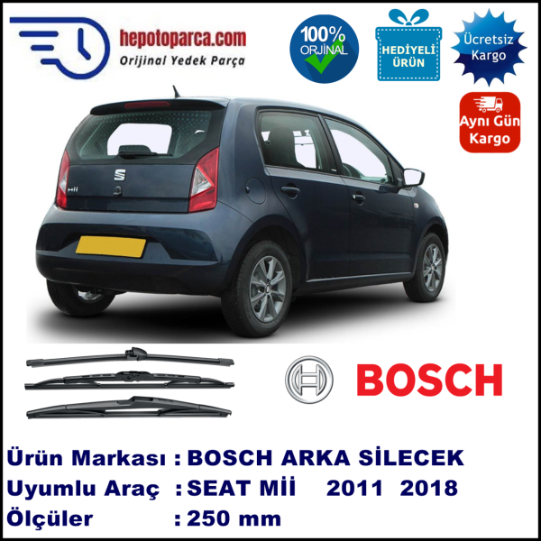 SEAT Mii [KF1]  250 mm 10.2011-... BOSCH Arka Silecek