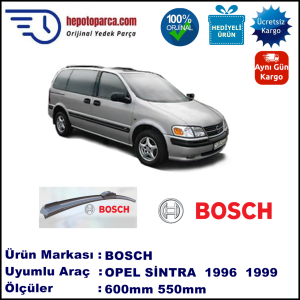OPEL Sintra  09.1996-09.1999, 600 / 550 mm. BOSCH AEROECO Aparatlı Muz Silecek