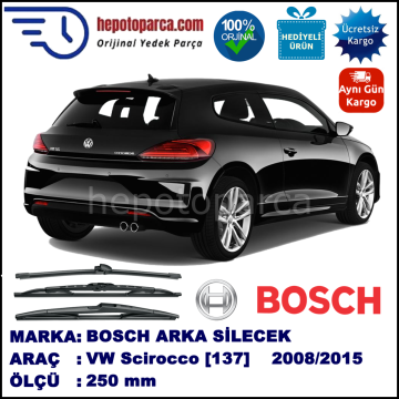 VW Scirocco [137] 250 mm 08.2008-... BOSCH Arka Silecek