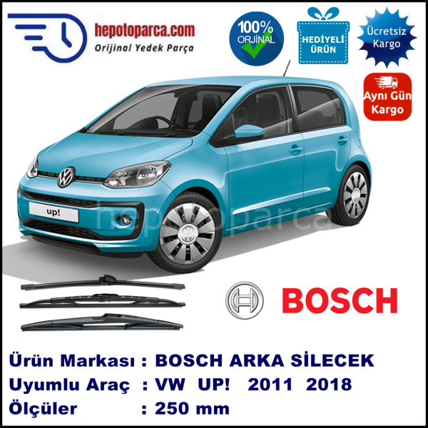 VW Up! [121] 250 mm 12.2011-... BOSCH Arka Silecek