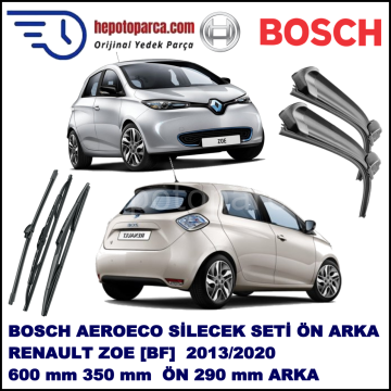 RENAULT ZOE  [BF] 01,2013-,,, Bosch Aeroeco Ön ve Arka Silecek Takımı