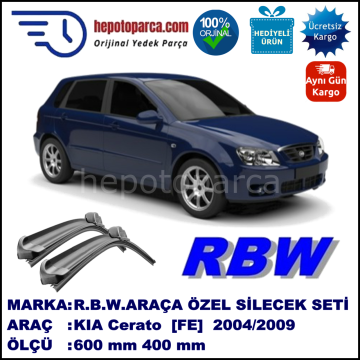 KIA Cerato Hatchback [FE] 03.04-11.09 600 / 400 mm. RBW Muz Silecek Seti  2'li Takım. U Kanca Uyumludur.