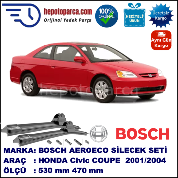 HONDA Civic Coupé [EK] 05.2001-12.2004, 530 / 470 mm. BOSCH AEROECO Aparatlı Muz Silecek