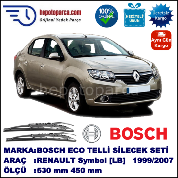 RENAULT Symbol [L8] 03.13-... 530 / 500 mm. BOSCH ECO Telli Silecek 2'li Takım