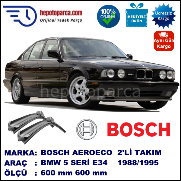 BMW Serie 5 [E 34] 01.1988-12.1995, 600 / 600 mm. BOSCH AEROECO Aparatlı Muz Silecek