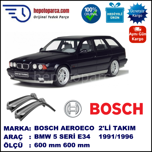 BMW Serie 5 Touring [E 34] 11.1991-12.1996, 600 / 600 mm. BOSCH AEROECO Aparatlı Muz Silecek