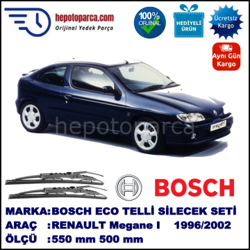 RENAULT Megane I Coupé [X64] 01.96-10.02 550 / 500 mm. BOSCH ECO Telli Silecek 2'li Takım