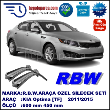 KIA Optima [TF] 09.11-... 600 / 450 mm. RBW Muz Silecek Seti  2'li Takım. U Kanca Uyumludur.