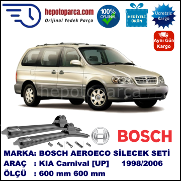 KIA Carnival [UP] 06.1998-06.2006, 600 / 600 mm. BOSCH AEROECO Aparatlı Muz Silecek