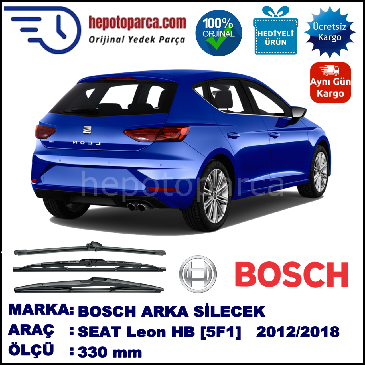 SEAT Leon [5F1] 330 mm 09.2012-... BOSCH Arka Silecek