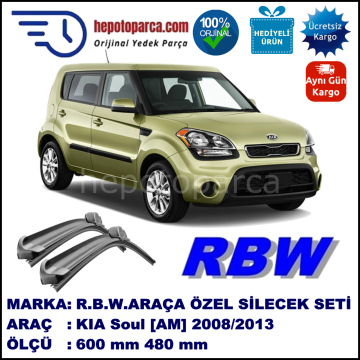KIA Soul [AM] 09.08-... 600 / 480 mm. RBW Muz Silecek Seti  2'li Takım. U Kanca Uyumludur.