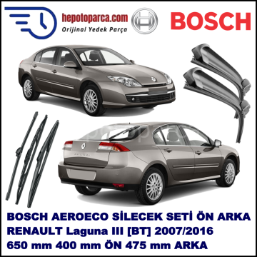 RENAULT Laguna III [BT,] 07,2007-,,, Bosch Aeroeco Ön ve Arka Silecek Takımı