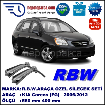KIA Carens [FG] 09.06-... 650 / 400 mm. RBW Muz Silecek Seti  2'li Takım. U Kanca Uyumludur.