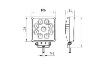 9 LED KARE ÇALIŞMA LAMBASI