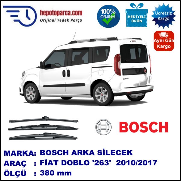 FIAT Doblo [263..] 380 mm 02.2010-... BOSCH Arka Silecek