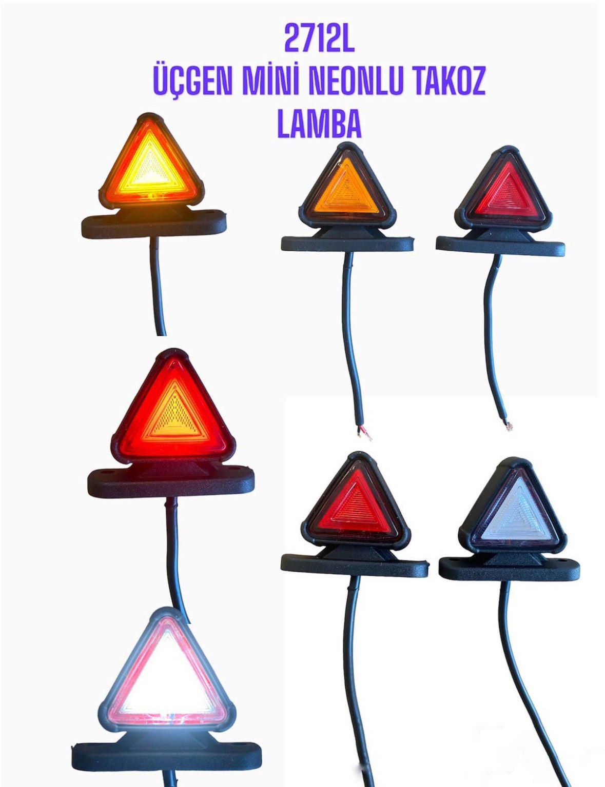 ÜÇGEN NEONLU MİNİ TAKOZ LAMBA SARI KIRMIZI