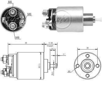 ZM 961  MARŞ OTOMATİĞİ 12V FORD FOCUS VİDALI KISA TİP F3RZ-11390-A,11