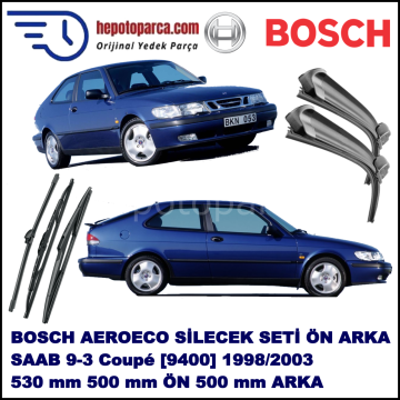SAAB 9-3 Coupé [9400] 03,1998-08,2003 Bosch Aeroeco Ön ve Arka Silecek Takımı