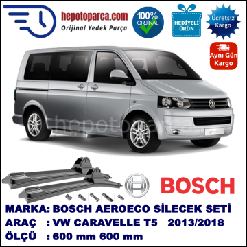 VW Caravelle T5 [7E] 06.2013-..., 600 / 600 mm. BOSCH AEROECO Aparatlı Muz Silecek