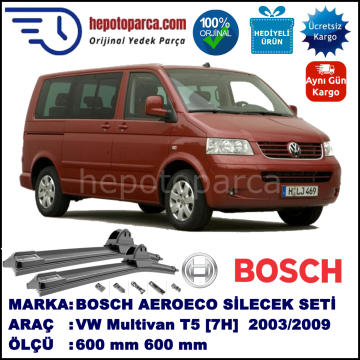 VW Multivan T5 [7H] 02.2003-11.2009, 600 / 600 mm. BOSCH AEROECO Aparatlı Muz Silecek