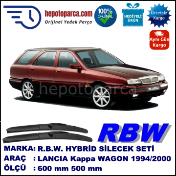 LANCIA Kappa Station Wagon [838] 11.94-12.00 600 / 500 mm. RBW Hybrid Silecek Seti. U Kanca Uyumlu Hibrit