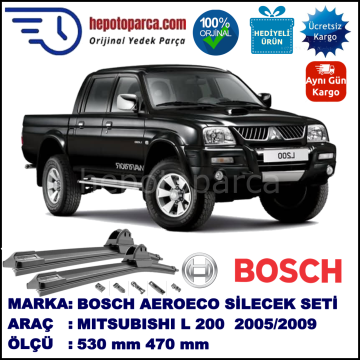 MITSUBISHI L 200 [KB] 12.2005-10.2009, 530 / 470 mm. BOSCH AEROECO Aparatlı Muz Silecek