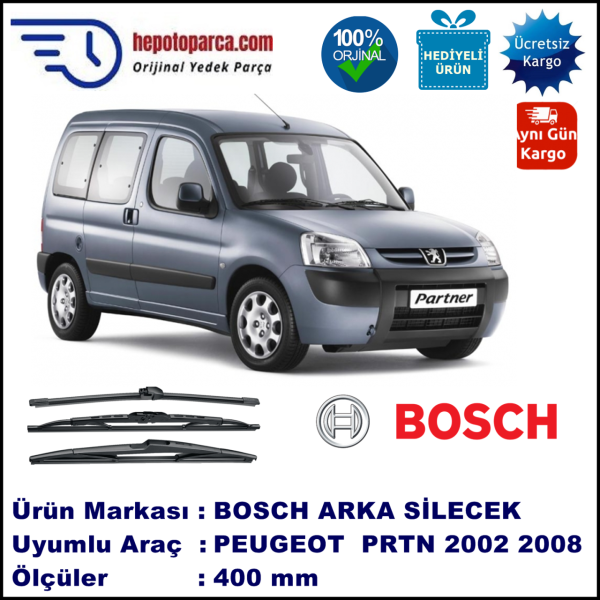PEUGEOT Partner [M5] 400 mm 09.2002-04.2008 BOSCH Arka Silecek