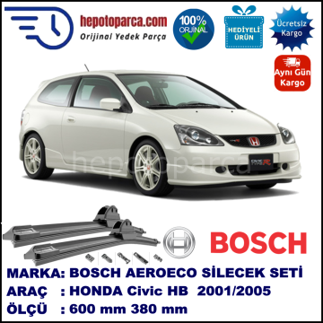 HONDA Civic Hatchback [EU/EP] 02.2001-12.2005, 600 / 380 mm. BOSCH AEROECO Aparatlı Muz Silecek