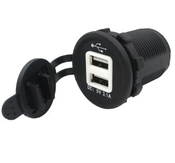 MUHAFAZALI 2 USB YUVARLAK ÇIKIŞ LEDLİ 2 TERMİNAL