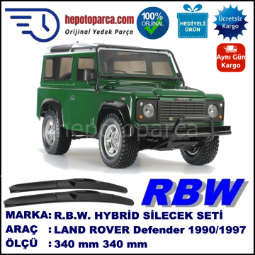 LAND ROVER  Defender 90  08.90-... 340 / 340 mm. RBW Hybrid Silecek Seti. U Kanca Uyumlu Hibrit