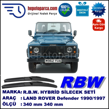 LAND ROVER  Defender 110  08.90-... 340 / 340 mm. RBW Hybrid Silecek Seti. U Kanca Uyumlu Hibrit