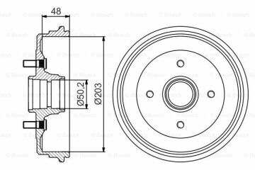 Fren Kampanası - [203,0  / 72,2  mm] Fiesta 1.1 198903 - 199612; Fiesta 1.1i 198903 - 199612; Fiesta 1.3i 199106 - 199612; Fiesta 1.3 199106 - 199612; Fiesta 1.8 D 198903 - 199612; Fiesta 1.4i 198903 - 199612; Fiesta 1.4 198903 - 199612;