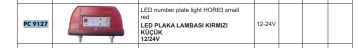 LED PLAKA LAMBASI KIRMIZI KÜÇÜK 12V 24V