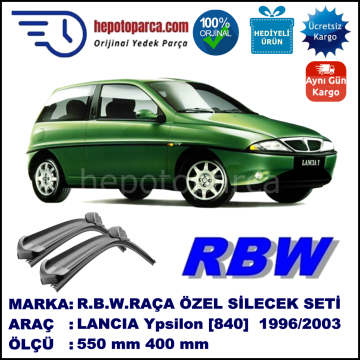LANCIA Y [840] 01.96-06.03 550 / 400 mm. RBW Muz Silecek Seti  2'li Takım. U Kanca Uyumludur.