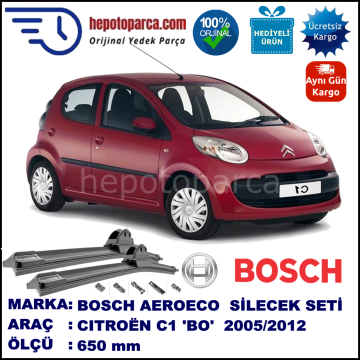 CITROEN C1 [B0] 06.2005-..., 650 / - mm. BOSCH AEROECO Aparatlı Muz Silecek